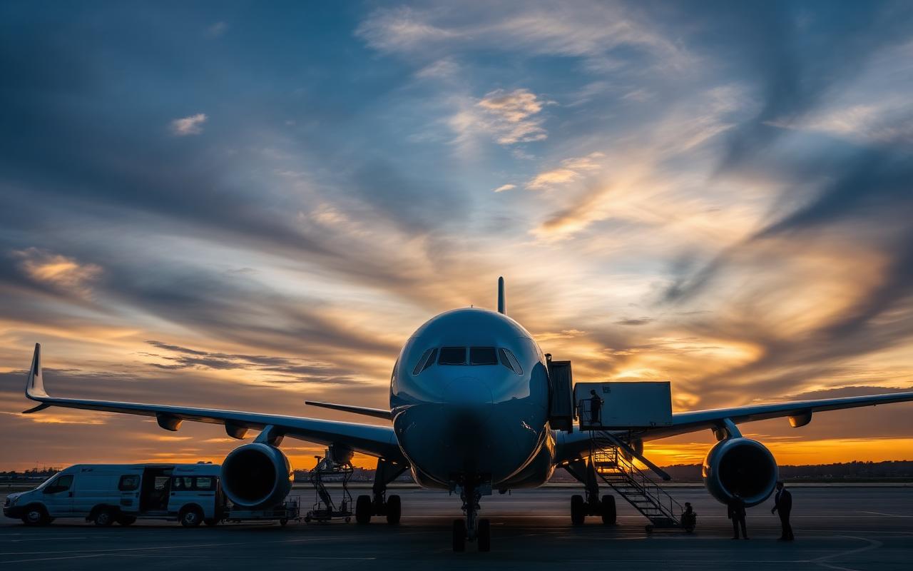 Air cargo plane being loaded