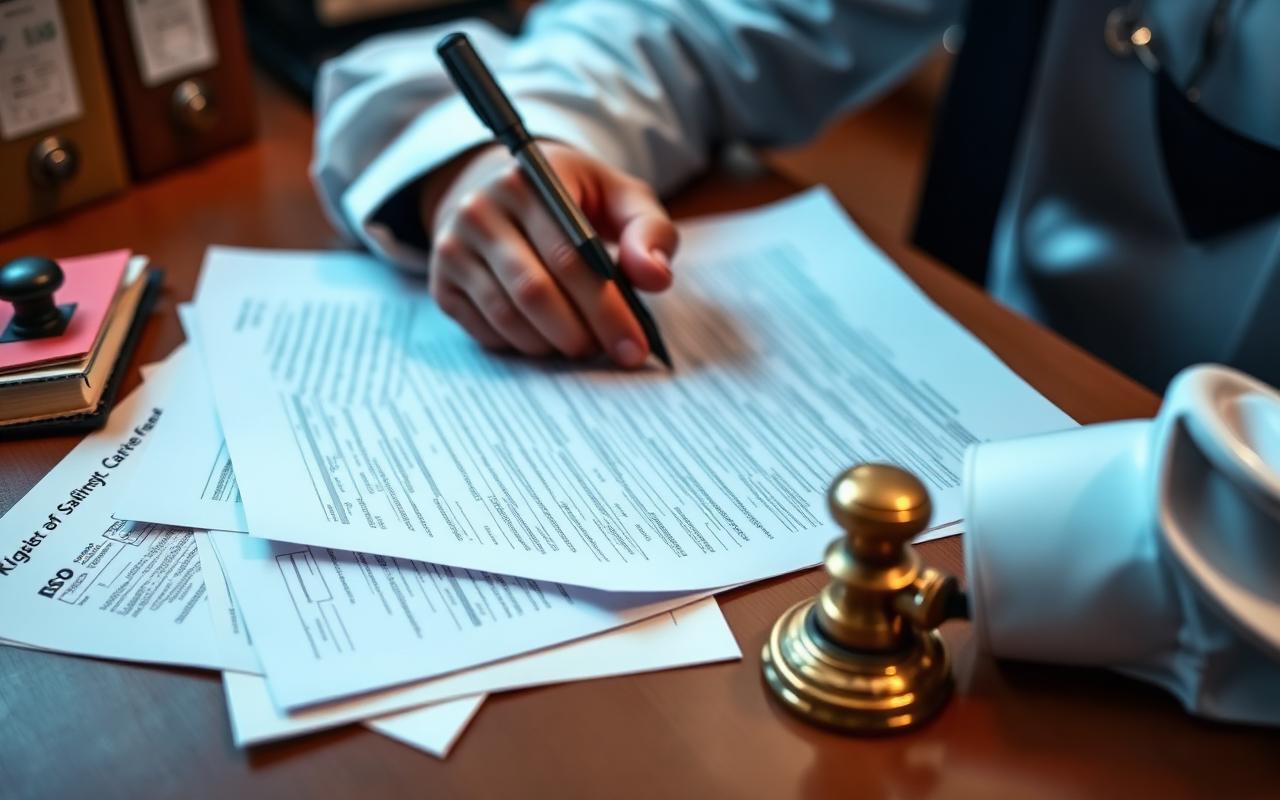 Customs broker reviewing entry documents