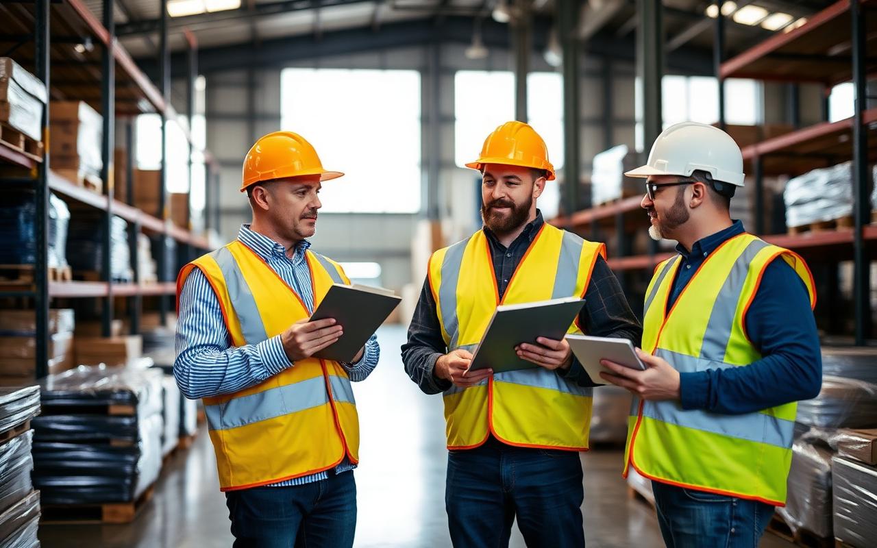 Warehouse operators reviewing inventory in Northbrook